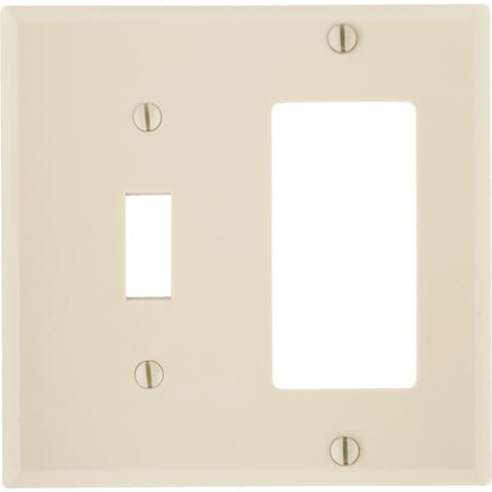 Leviton Decora 2-Gang Thermoset Single Toggle/Rocker Wall Plate, Ivory 001-80405-00I
